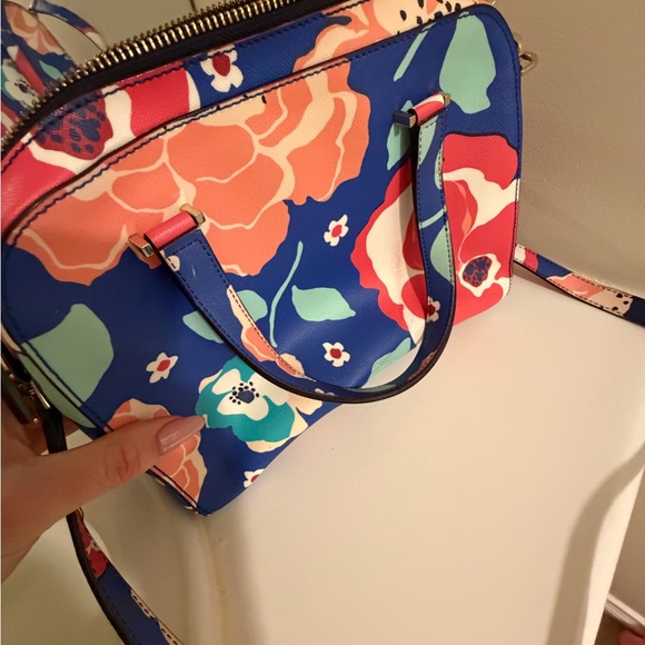 Kate Spade Blue and Red Floral Satchel - Picture 6 of 8